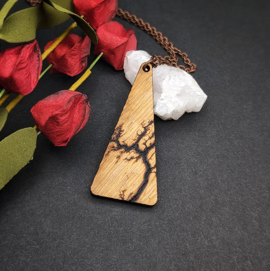 Triangular Wooden Fractal Burned Pendant