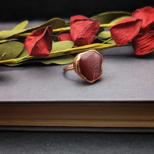 Red Petrified Wood Ring - Size 7.5