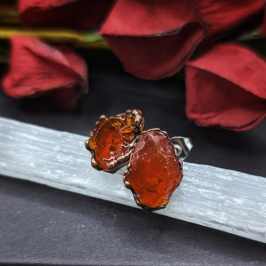 Orange Jelly Opal Stud Earrings