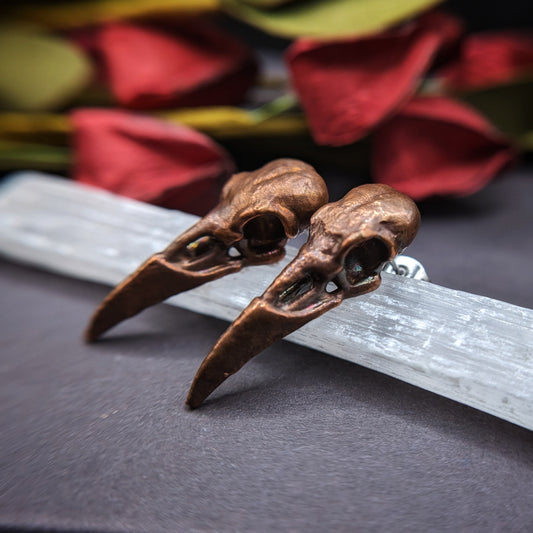 Crow Skull Stud Earrings