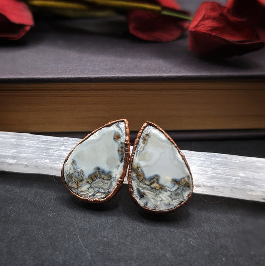 Teardrop Agate Stud Earrings