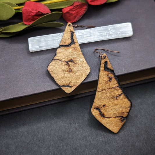 Fractal Burned Teardrop Earrings